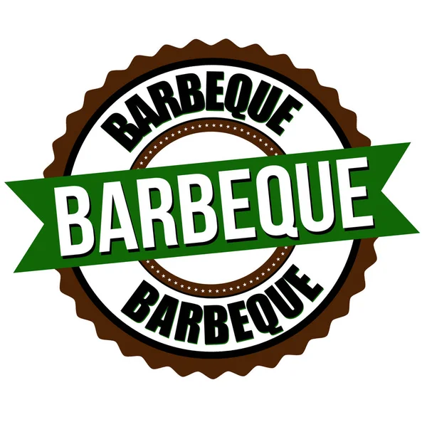 Etichetta Barbecue Adesivo Sfondo Bianco Illustrazione Vettoriale — Vettoriale Stock