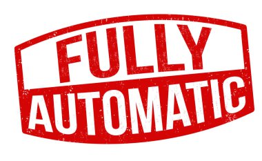 Beyaz arkaplan, vektör illüstrasyonunda tam otomatik işaret veya pul