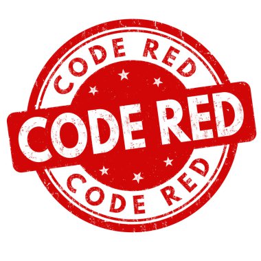 Beyaz arkaplanda kırmızı kod işareti veya pul, vektör illüstrasyonu