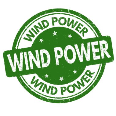 Rüzgar gücü işareti veya beyaz arkaplan üzerindeki damga, vektör illüstrasyonu