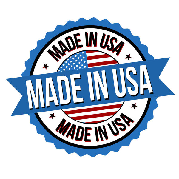 Made in USA label or sticker on white background, vector illustration