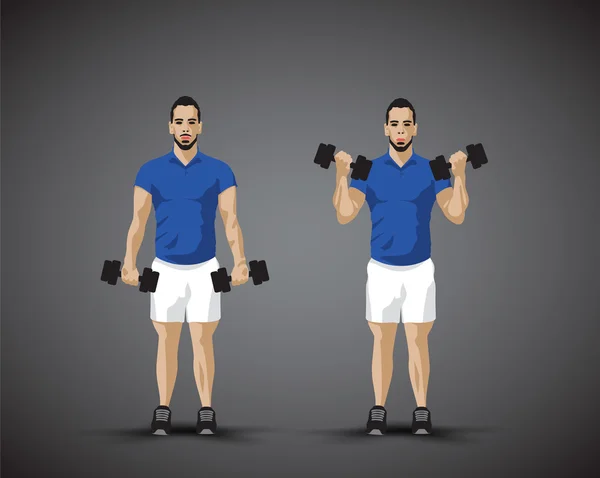 Homem formação bíceps — Vetor de Stock