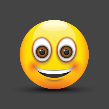 Emoji büyük gerçekçi kahverengi gözleri gülümseyerek