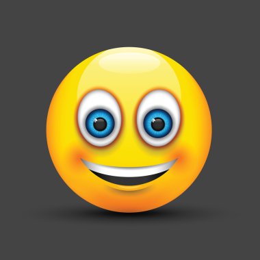 Emoji büyük gerçekçi mavi gözler gülümseyen