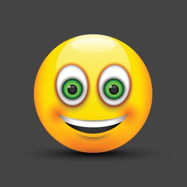 Printsmiling emoji büyük gerçekçi yeşil gözleri