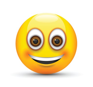 Emoji büyük gerçekçi kahverengi gözleri gülümseyerek