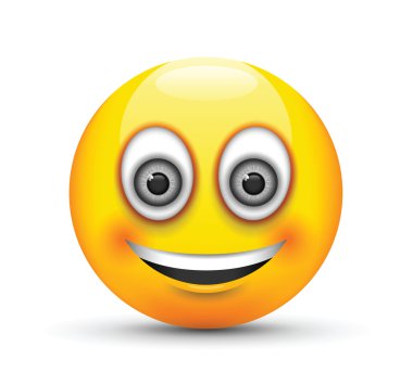 Emoji büyük gerçekçi gri gözler gülümseyen