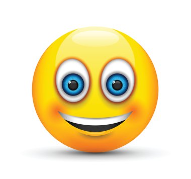 Emoji büyük gerçekçi mavi gözler gülümseyen