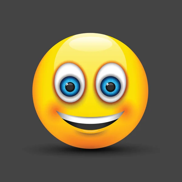 Leende emoji stora realistiska blå ögon — Stock vektor