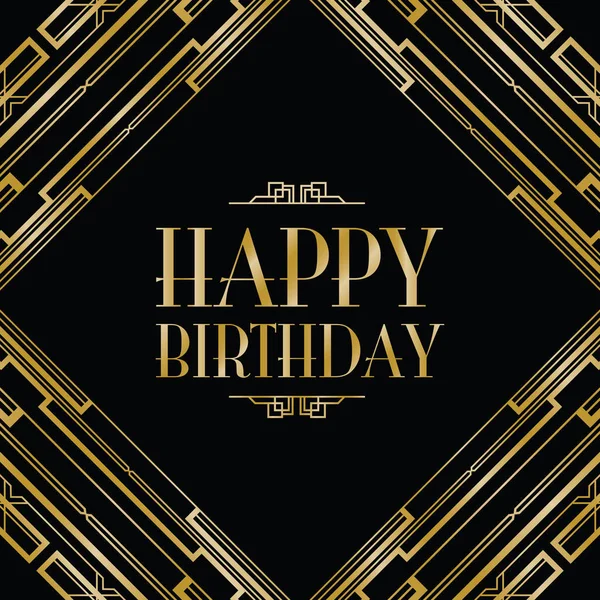 Happy birthday art deco invitation — Stock Vector