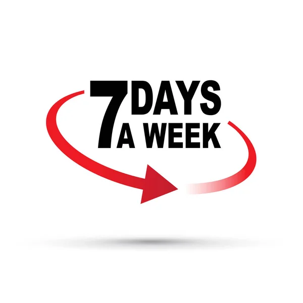 Zeven dagen per week de klok rond — Stockvector