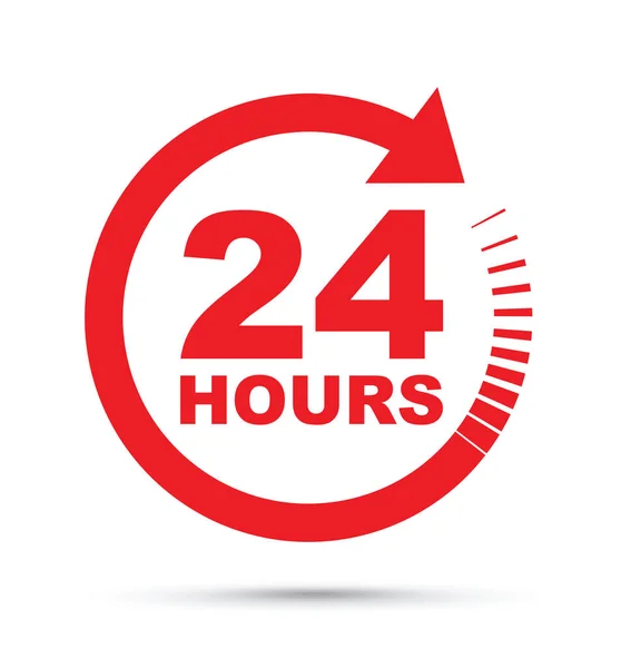 A red 24 hour icon — Stock Vector
