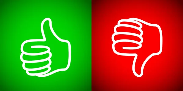 Thumbs up and down — Stock Vector