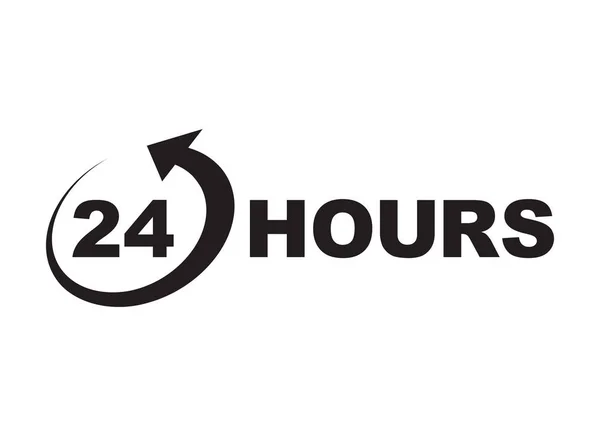 24 horas ícone preto —  Vetores de Stock