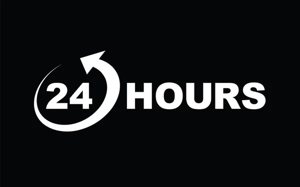 24 horas icono negro — Archivo Imágenes Vectoriales