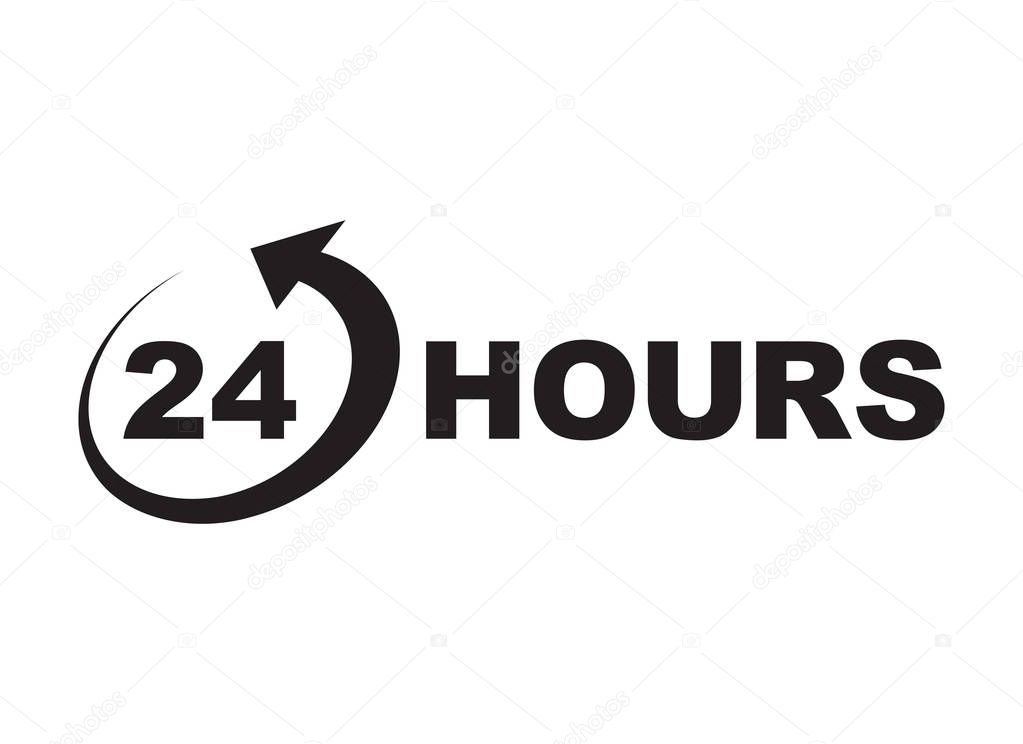 24 hours icon black