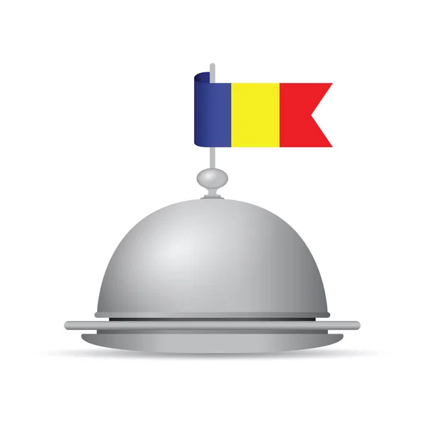 Bandeja de cena bandera rumana — Vector de stock