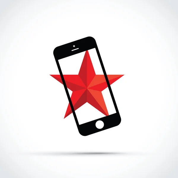 Teléfono celular móvil con un fondo de estrella roja — Vector de stock