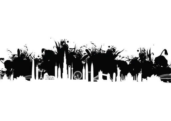 Paysage urbain fond éclaboussure — Image vectorielle