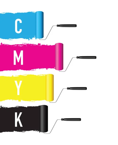 Rodillo de tinta cmyk — Vector de stock