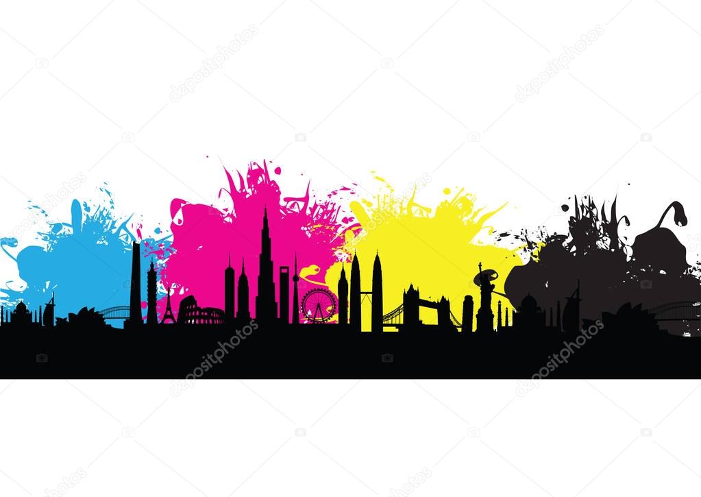 cmyk building cityscape background splash