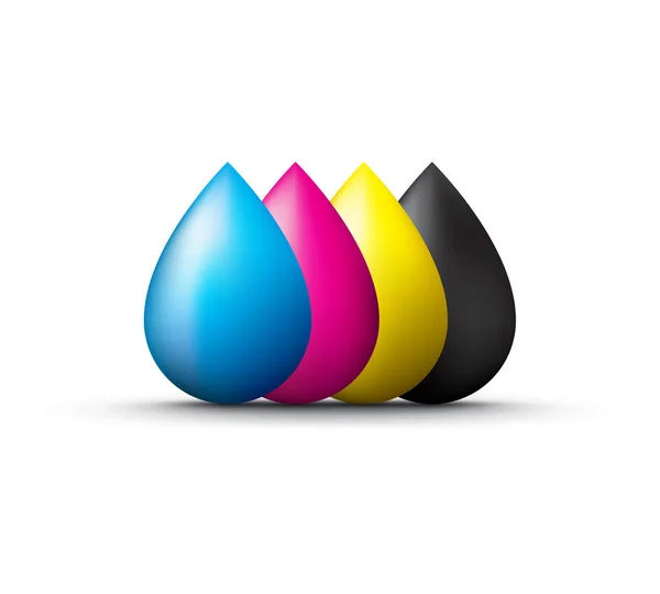 Gouttelettes d'encre cmyk — Image vectorielle