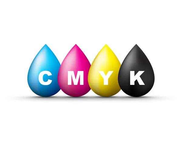 Gotitas de tinta cmyk — Vector de stock