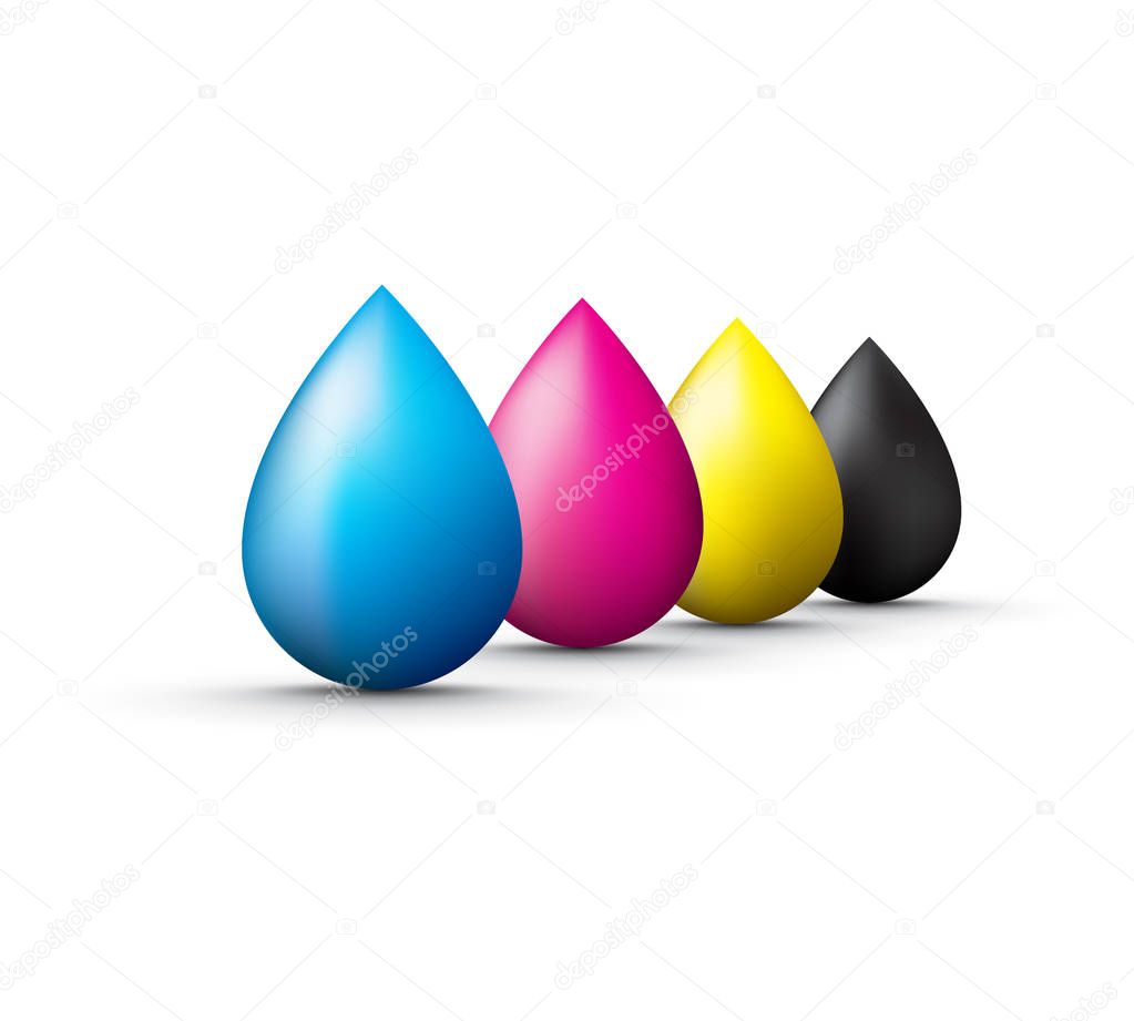 cmyk ink droplets