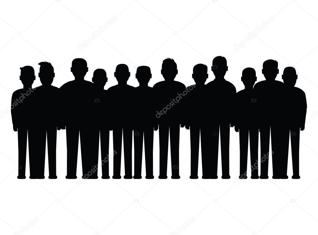 people in a group silhouettes