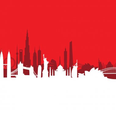 Kırmızı cityscape arka plan