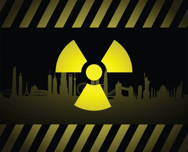 Radioactieve stadsgezicht teken — Stockvector