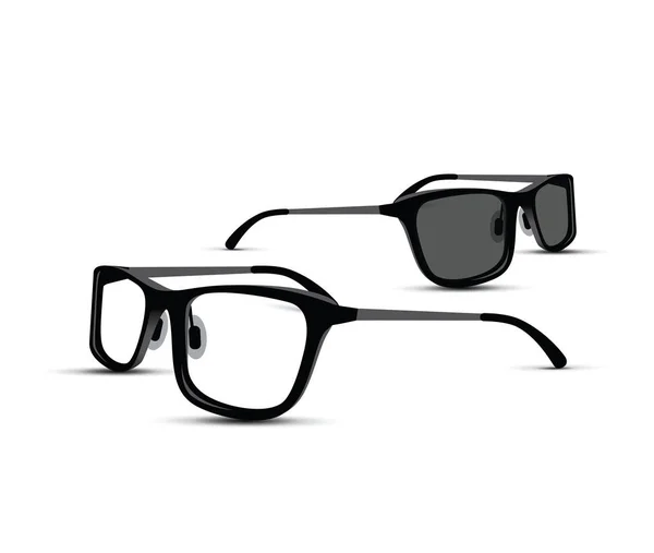 Gafas de sol y gafas blancas y negras — Vector de stock