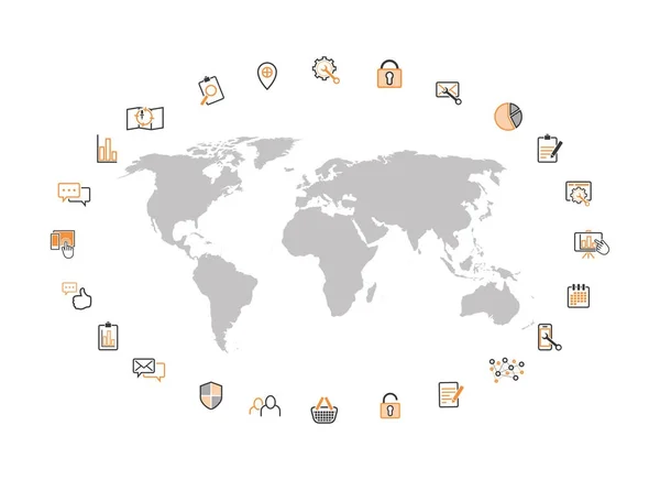 Mapa de gestão da Internet —  Vetores de Stock