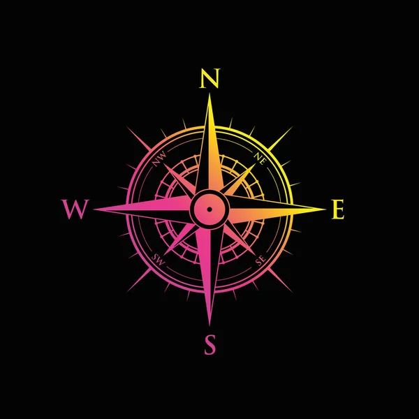 Рожевий і жовтий компас — стоковий вектор