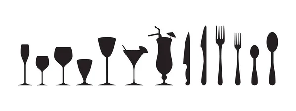 餐具和酒杯图标设计 — 图库矢量图片