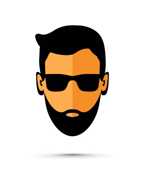 Homme barbu avec icône de lunettes de soleil — Image vectorielle