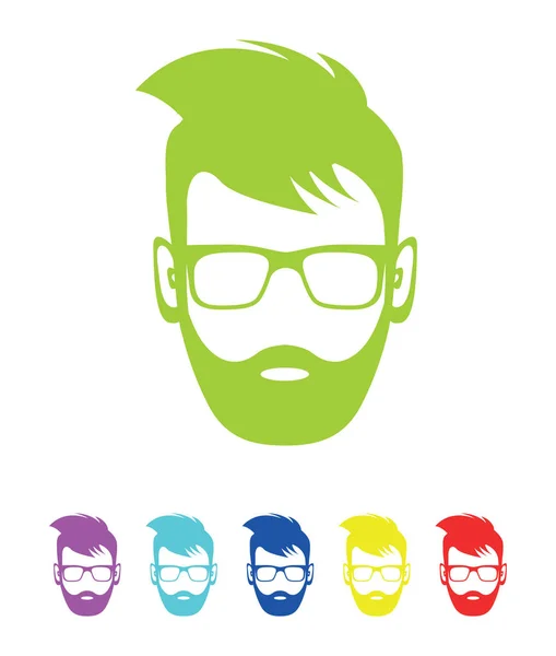 Bright colored bearded men in different colors — Stock Vector