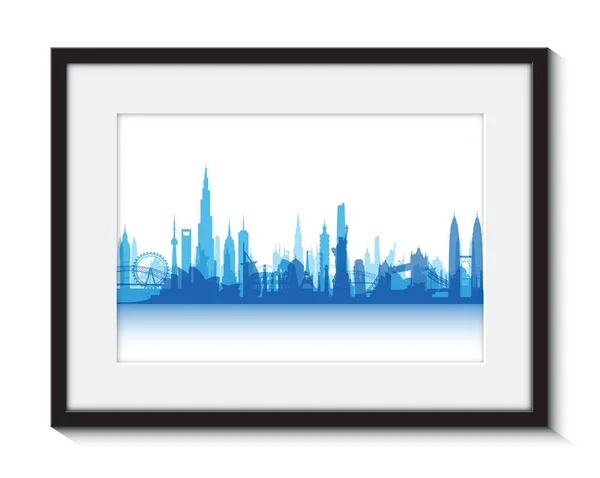 Bleu paysage urbain pensionnaire — Image vectorielle
