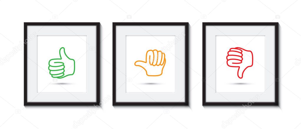 thumbs up and down in picture frames