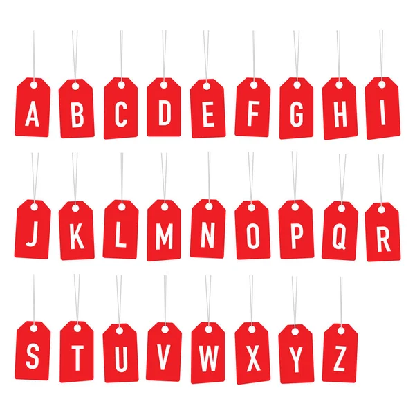 Tags für rotes Alphabet — Stockvektor