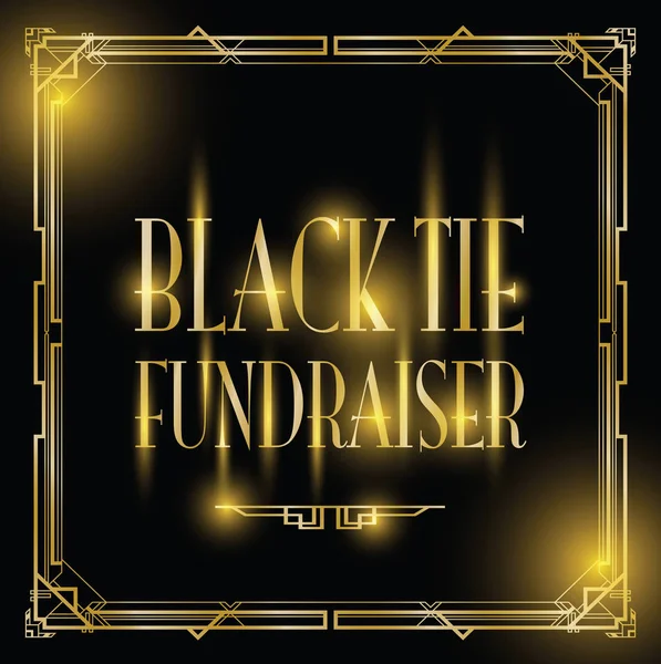 Preto gravata fundraiser art deco fundo —  Vetores de Stock