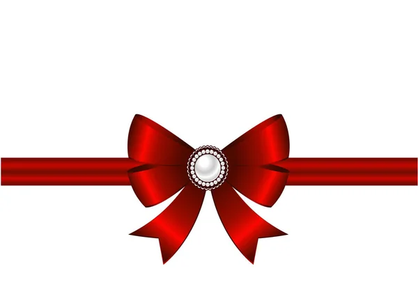 Red bow with ornament. — Stock Vector