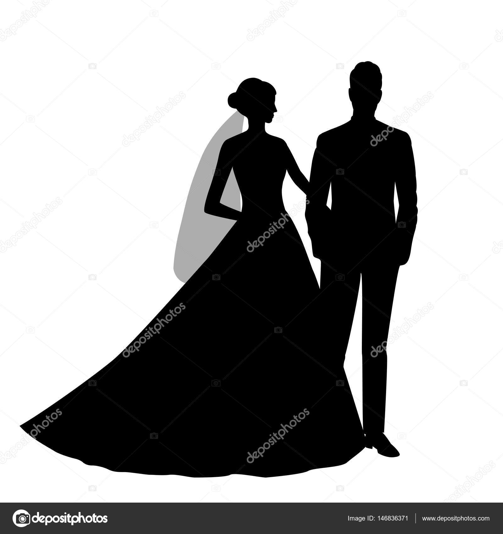 Силуэт Жениха И Невесты. Векторное Изображение ©pyshustik210905.