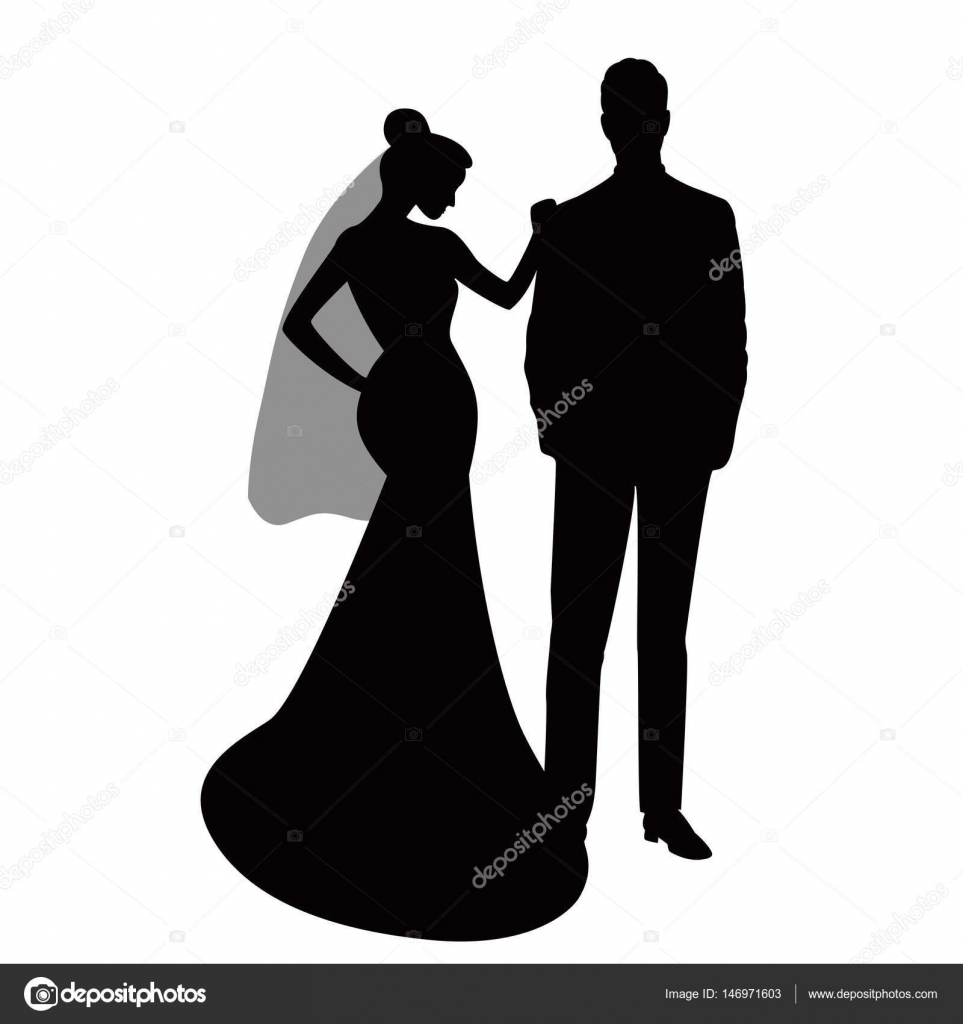 The Bride And Groom Silhouette Stock Vector C Pyshustik210905