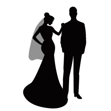 Gelin ve damat siluet.