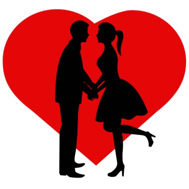 Siluet çift. Gelin ve damat.