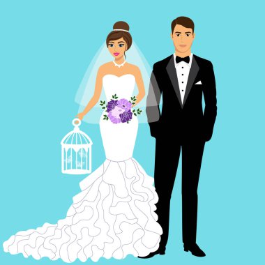 Düğün kartı ile yeni evliler.