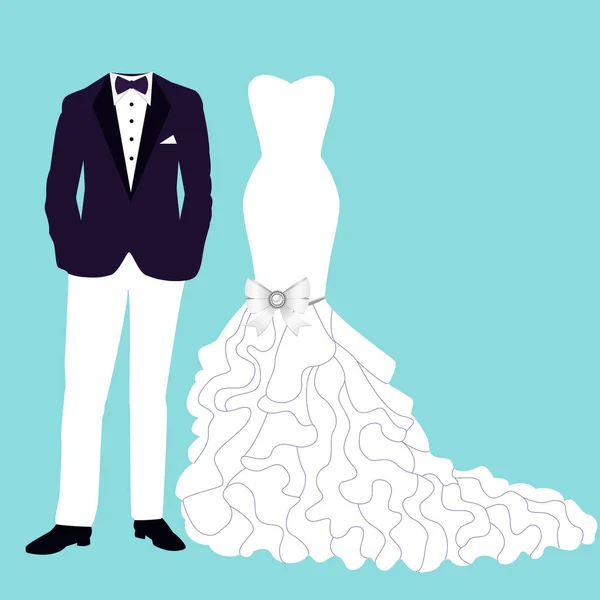 Tarjeta de boda con la ropa . — Vector de stock