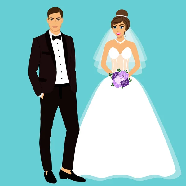 Bruden och brudgummen. Par. — Stock vektor