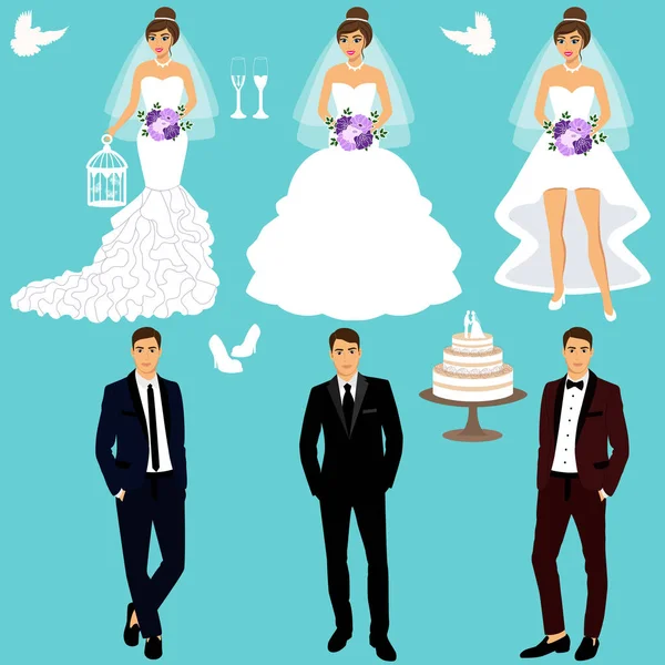 Gelin ve damat. Çift. Düğün set.